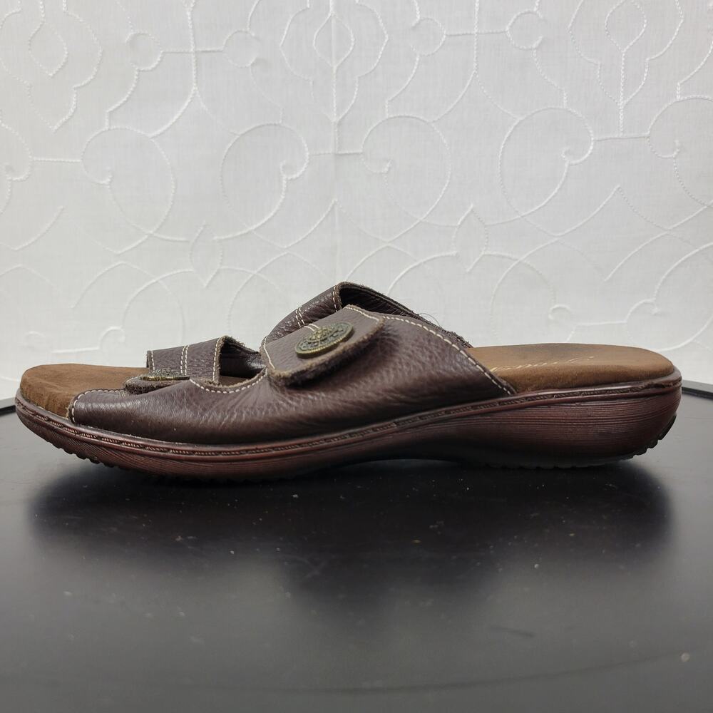 Trotters Womens Sandals Size 9 Brown Leather Double Strap Slip on T1026-208